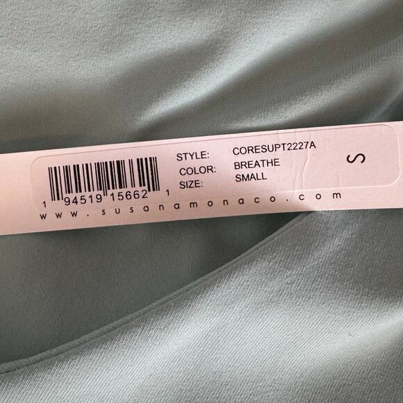 Susana Monaco Breathe Blue V-Neck Long Sleeve Top Pullover NWT Size Small - Picture 8 of 9